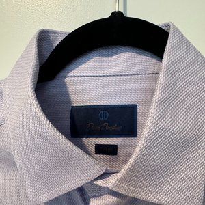 David Donahue Dress Shirt 16 1/2 36/37 Purple/Blue plaid trim